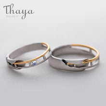 Load image into Gallery viewer, Thaya Train Rail Design Moonstone Lover Rings Gold and Hollow 925 Silver Eleglant Jewelry for Women Gemstone Sweet Gift