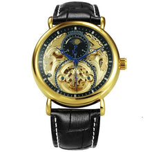 Load image into Gallery viewer, FORSINING Gold Watch Men Luxury Automatic Watches Mens 2020 Top Brand Leather Strap Wristwtach Sun Moon часы мужские спортивные