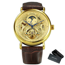 Load image into Gallery viewer, FORSINING Gold Watch Men Luxury Automatic Watches Mens 2020 Top Brand Leather Strap Wristwtach Sun Moon часы мужские спортивные