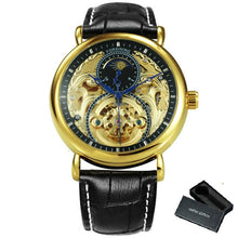 Load image into Gallery viewer, FORSINING Gold Watch Men Luxury Automatic Watches Mens 2020 Top Brand Leather Strap Wristwtach Sun Moon часы мужские спортивные