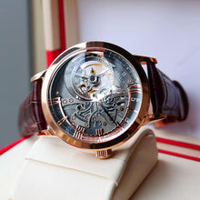 Load image into Gallery viewer, OBLVLO Casual Watches Mens Skeleton Dial Calfskin Leather Band Rose Gold Watches Automatic Watches for Men Montre Homme VM 1