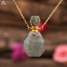 Load image into Gallery viewer, Beauty Essential Oil Pendant Jewelry Natural Smoky Color Quartz Turquoises Fluorite Perfume Bottle For Women Necklace Jewelry
