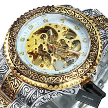 Load image into Gallery viewer, WINNER Gold Mens Watches Top Brand Luxury 2020 Automatic Mechanical Watch Men Skeleton Stainless Steel Strap Clock reloj hombre