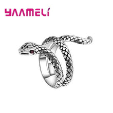 Load image into Gallery viewer, Big Promotion S925 Snake Head Ring Genuine 925 Sterling Silver Adjustable Trendy Fine Jewelry for Men Women Unisex Bague Bijoux