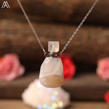Load image into Gallery viewer, Natural Purple Agates Smoky Color Quartz Rainbow Fluorite Stone Gold Perfume Bottle Pendant For Necklace Making Women Jewelry