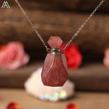 Load image into Gallery viewer, Natural Purple Agates Smoky Color Quartz Rainbow Fluorite Stone Gold Perfume Bottle Pendant For Necklace Making Women Jewelry