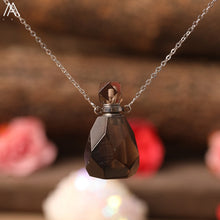 Load image into Gallery viewer, Natural Purple Agates Smoky Color Quartz Rainbow Fluorite Stone Gold Perfume Bottle Pendant For Necklace Making Women Jewelry
