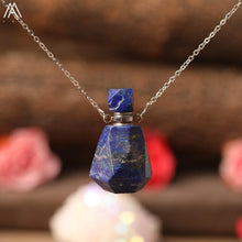 Load image into Gallery viewer, Natural Purple Agates Smoky Color Quartz Rainbow Fluorite Stone Gold Perfume Bottle Pendant For Necklace Making Women Jewelry