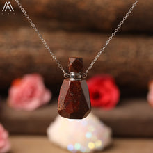 Load image into Gallery viewer, Natural Purple Agates Smoky Color Quartz Rainbow Fluorite Stone Gold Perfume Bottle Pendant For Necklace Making Women Jewelry