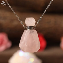 Load image into Gallery viewer, Natural Purple Agates Smoky Color Quartz Rainbow Fluorite Stone Gold Perfume Bottle Pendant For Necklace Making Women Jewelry