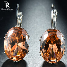 Load image into Gallery viewer, Bague Ringen Sterling Silver 925 Earring Big Egg shaped Gemstone Charms Silver jewelry Woman Party Anniversary Gift Wholesale