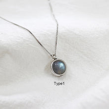 Load image into Gallery viewer, Real Pure 925 Sterling Silver Labradorite Pendant Necklace With Box Chain Simple Elegant Natural Stone Pendant For Women
