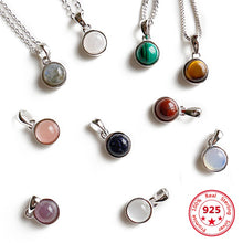 Load image into Gallery viewer, 100% 925 Sterling Silver Pendant Natural Malachite Labradorite Crystal Agate Opal Moonstone Gem Necklace Women Fashion Jewelry