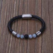 Load image into Gallery viewer, Wholesale 2021 New Handmade Multi Colors Natural Semi Precious Stone Bead Magnetic Stainless Steel Brown Unisex Leather Bracele