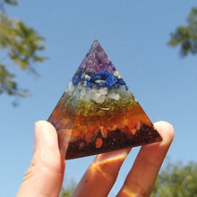 Load image into Gallery viewer, 50mm Orgonite Pyramid for Meditation Natural Crystal Chakras Repel Evil Spirits Pyramid Stone Home Decoration Process Resin Gift