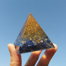 Load image into Gallery viewer, 5cm Orgonite Pyramid Natural Crystal Amethyst Lapis Lazuli Stone Sphere Energy Healing Reiki Chakra Multiplier Kawaii Room Decor
