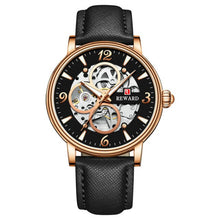 Load image into Gallery viewer, REWARD Gold Watch Men Automatic Mechanical Watches Mens 2020 Luxury Brand Leather Strap Skeleton Wristwatch Casual часы мужские