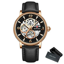 Load image into Gallery viewer, REWARD Gold Watch Men Automatic Mechanical Watches Mens 2020 Luxury Brand Leather Strap Skeleton Wristwatch Casual часы мужские