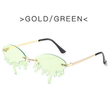 Load image into Gallery viewer, Chic Rimless Candy Color Crystal Tear Sunglasses For Women Luxury Rhinestone Tassel Party Shades Red Green Sun Glasses