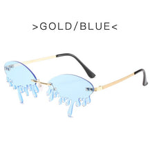 Load image into Gallery viewer, Chic Rimless Candy Color Crystal Tear Sunglasses For Women Luxury Rhinestone Tassel Party Shades Red Green Sun Glasses