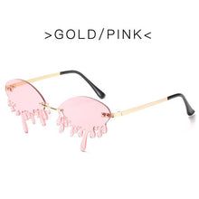 Load image into Gallery viewer, Chic Rimless Candy Color Crystal Tear Sunglasses For Women Luxury Rhinestone Tassel Party Shades Red Green Sun Glasses