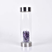 Load image into Gallery viewer, Natural Quartz Gemstone Crystal Glass Elixir Water Bottle Point Hand-Carved Gemstone Healing Glass Energyr Water Bottle