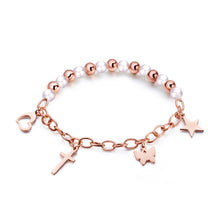 Load image into Gallery viewer, Fashion Women Bracelet Rose Gold Cross Heart Butterfly Star Pearl Bead Kids Key Wristband Wrist For Woman Girl Sister Jewelry