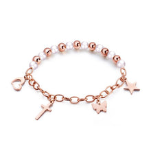 Load image into Gallery viewer, Fashion Women Bracelet Rose Gold Cross Heart Butterfly Star Pearl Bead Kids Key Wristband Wrist For Woman Girl Sister Jewelry