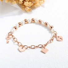 Load image into Gallery viewer, Fashion Women Bracelet Rose Gold Cross Heart Butterfly Star Pearl Bead Kids Key Wristband Wrist For Woman Girl Sister Jewelry