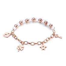 Load image into Gallery viewer, Fashion Women Bracelet Rose Gold Cross Heart Butterfly Star Pearl Bead Kids Key Wristband Wrist For Woman Girl Sister Jewelry