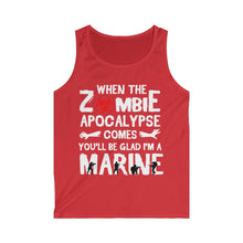Load image into Gallery viewer, Zoombie Apocalypse Comes I Am A Marine Men&#39;s Softstyle Tank Top

