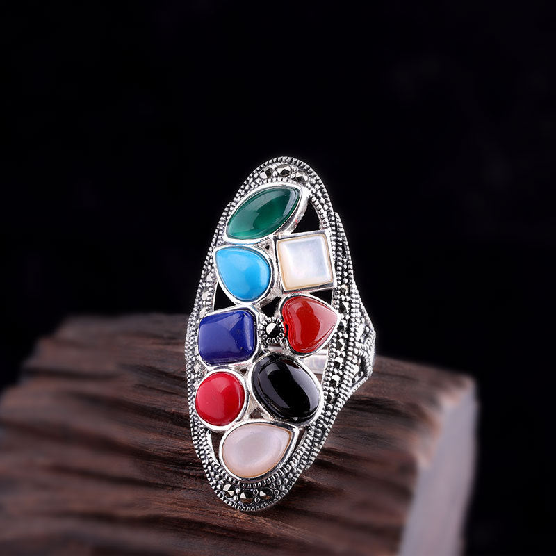 Classic Ladies  Colorful Gemstone Ring