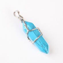 Load image into Gallery viewer, Mix Crystal Stone Opal malachite Lapis Green Howlite Stone Onyx Rose Pink Quartz Carnelian Faceted Bead Twining Pendant 1PCS
