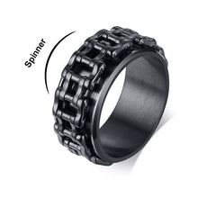 Load image into Gallery viewer, 9.5MM Motorcycle Chain Link Spinner Ring for Men Stress Relief Bike Rotatable Band Finger Male Jewelry Stainless Steel
