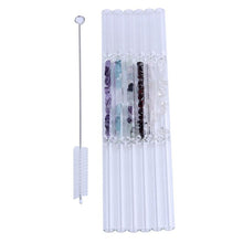 Load image into Gallery viewer, yaye Natural Crystal Straws Reiki Healing Gemstone Crystal Chips With Brush Reusable Clear Glass 2019 New Arrival
