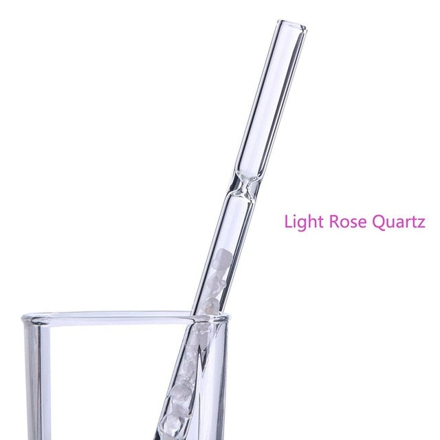 yaye Natural Crystal Straws Reiki Healing Gemstone Crystal Chips With Brush Reusable Clear Glass 2019 New Arrival