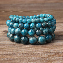 Load image into Gallery viewer, Lingxiang 4/6/8/10/12mm Natural blue apatite bracelet is suitable for men and women to wear elastic string beaded jewelry
