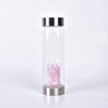 Load image into Gallery viewer, Natural Quartz Gemstone Crystal Glass Elixir Water Bottle Point Hand-Carved Gemstone Healing Glass Energyr Water Bottle
