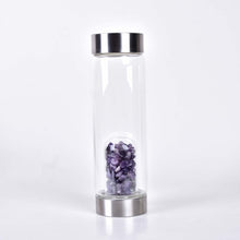 Load image into Gallery viewer, Natural Quartz Gemstone Crystal Glass Elixir Water Bottle Point Hand-Carved Gemstone Healing Glass Energyr Water Bottle

