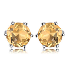 Load image into Gallery viewer, Genuine Amethyst Garnet Peridot Topaz Stud Earrings 925 Sterling Silver Earrings For Women Korean Earings Fashion Jewelry 2021
