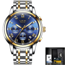 Load image into Gallery viewer, Reloj Hombre LIGE All Gold Watches Mens 2020 Luxury Fashion Quartz Wristwatch Analog Chronograph Men Watch Waterproof Clock+Box
