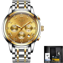 Load image into Gallery viewer, Reloj Hombre LIGE All Gold Watches Mens 2020 Luxury Fashion Quartz Wristwatch Analog Chronograph Men Watch Waterproof Clock+Box
