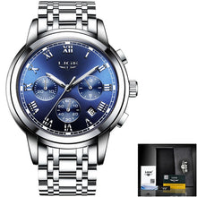 Load image into Gallery viewer, Reloj Hombre LIGE All Gold Watches Mens 2020 Luxury Fashion Quartz Wristwatch Analog Chronograph Men Watch Waterproof Clock+Box
