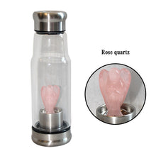 Load image into Gallery viewer, Quartz Gemstone Crystal Glass Elixir Water Bottle Point Hand-Carved 2 inches Angel Cup Crystal Wand gift
