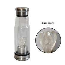 Load image into Gallery viewer, Quartz Gemstone Crystal Glass Elixir Water Bottle Point Hand-Carved 2 inches Angel Cup Crystal Wand gift
