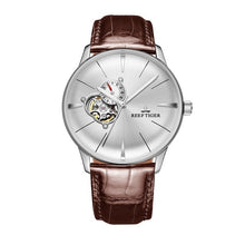 Load image into Gallery viewer, New Reef Tiger/RT Luxury Rose Gold Watch Men&#39;s Automatic Mechanical Watches Tourbillon Watches with Brown Leather Strap RGA8239
