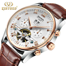 Load image into Gallery viewer, KINYUED Skeleton Tourbillon Mechanical Watch Men Automatic Classic Rose Gold Leather Mechanical Wrist Watches Reloj Hombre 2020
