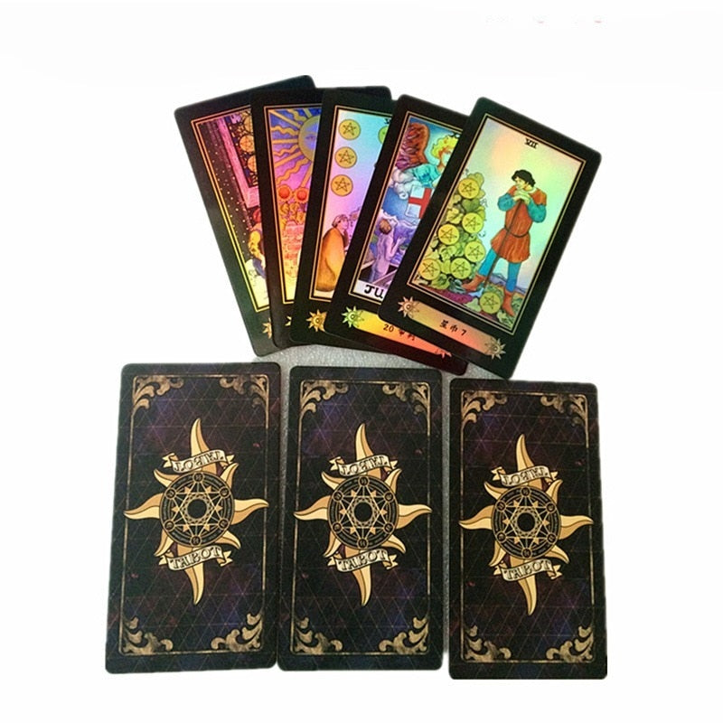 Promotion 78pcs Holographic Tarot Cards Board Game Shine Cards Full English Edition for Astrologer with English Instructions