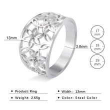 Load image into Gallery viewer, Dawapara Hollow Flower of Life Wedding Bands Rose Gold Stainless Steel Jewelry Crystal  Engagement Ring
