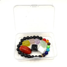Load image into Gallery viewer, Chakra Therapy Healing Crystals kit 7 Raw Chakra Stones 7 Colorful Gemstones Amethys Rose Quartz Chakra Lava Bracelet gift
